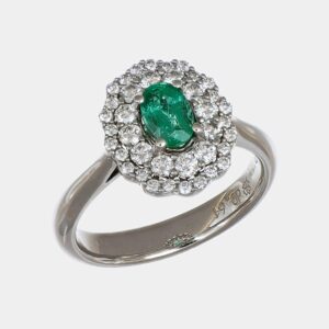 Anello smeraldo 0.57 ct Helianthus Nature White - Gioielleria Casavola di Noci - gioiello in oro bianco 18 ct - idee regalo compleanno 50 anni moglie