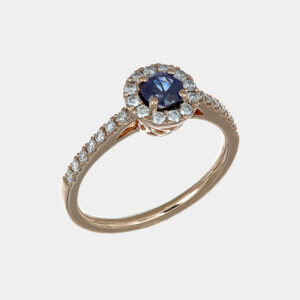 Anello zaffiro tondo 0.40 ct Prestige Rosé - Gioielleria Casavola di Noci - gioiello in oro rosa 18 carati con diamanti - idee regalo promessa di matrimonio - per lei