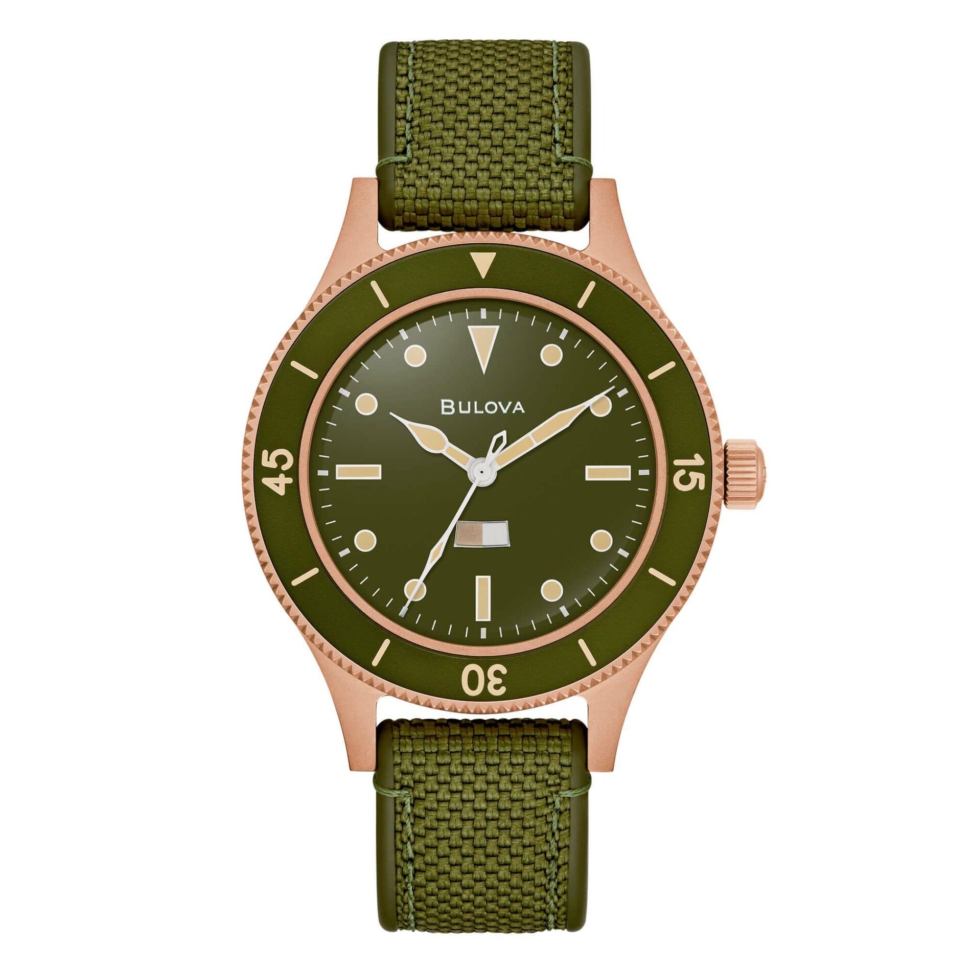 Bulova Mil-Ships Bronze 150 Ann 98A324 - Gioielleria Casavola di Noci - orologio automatico militare in edizione speciale - ghiera in alluminio color verde