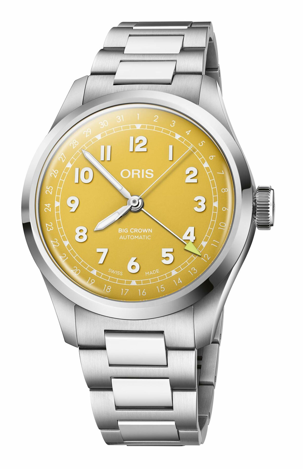 Oris Big Crown Pointer Date 01 754 7798 4069-07 8 20 06 - Gioielleria Casavola di Noci - orologio automatico svizzero unisex - cassa 40 mm in acciaio INOX - quadrante giallo