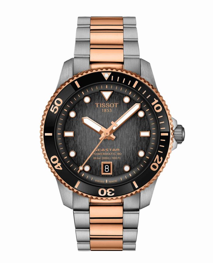 Tissot Seastar 1000 Powermatic 80 T120.807.22.051.01 - Gioielleria Casavola di Noci - orologio automatico svizzero sportivo - vetro zaffiro - bracciale bicolore acciaio INOX oro rosa argento