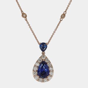 Collana zaffiri taglio goccia Rosé Prestige - Gioielleria Casavola di Noci - gioiello in oro rosa 18 ct con diamanti - idee regalo compleanno 70 anni mamma