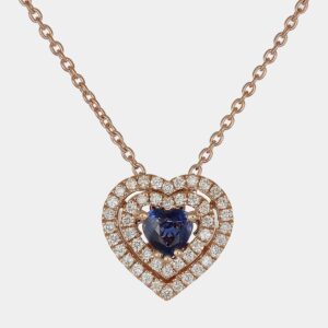 Collana zaffiro cuore 0.27 ct con pavé Rosé Prestige - Gioielleria Casavola di Noci - gioiello in oro rosa 18 ct con diamanti - idee regalo compleanno moglie