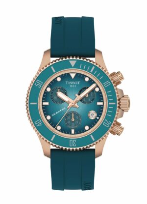 Tissot Seastar 1000 38MM T120.217.37.041.00 - Gioielleria Casavola di Noci - cronografo al quarzo di precisione unisex - cinturino in silicone color turchese
