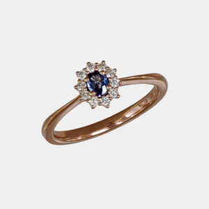 Anello zaffiro 0.18 ct Sunflower Joy Nature Rose - Gioielleria Casavola di Noci - gioiello in oro rosa 18 carati con diamanti - idee regalo compleanno 18 anni ragazza