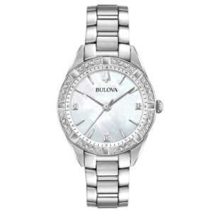 Bulova Sutton Lady 96R228 - Gioielleria Casavola di Noci - orologio al quarzo con cassa in acciaio INOX - quadrante in madreperla con diamanti - idee regalo compleanno 60 anni migliore amica