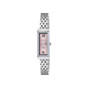 Gucci G-Frame YA127516 - Gioielleria Casavola di Noci - orologio quarzo svizzero da donna rettangolare - quadrante rosa con diamanti