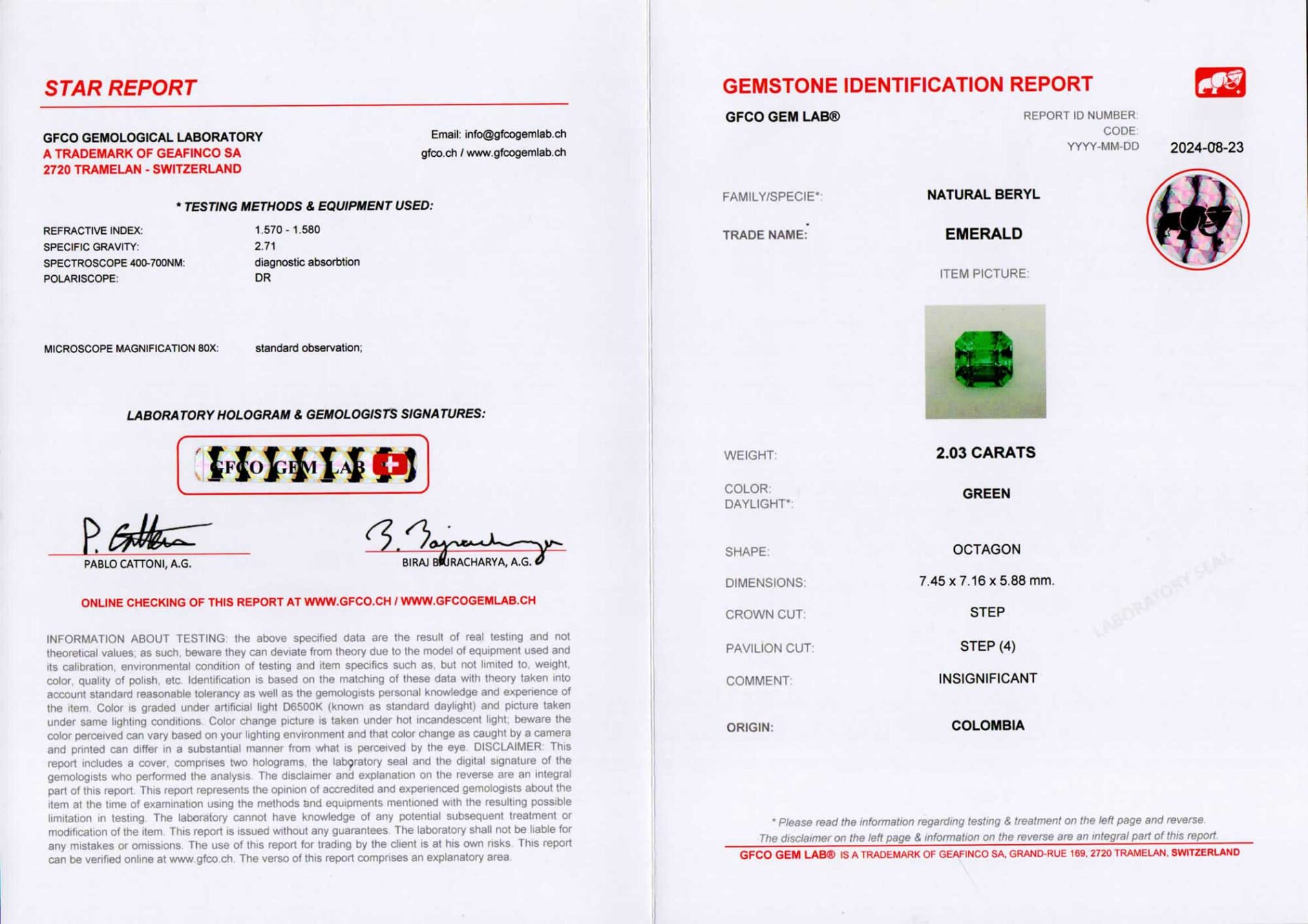 Anello con smeraldo colombiano e pavé diamanti Prestige - Gioielleria Casavola di Noci - certificato laboratorio svizzero di gemmologia GFCO