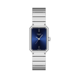 Tissot SRV 30MM T160.110.11.043.00 - Gioielleria Casavola di Noci - orologio rettangolare svizzero da donna - quadrante color blu - bracciale in acciaio INOX