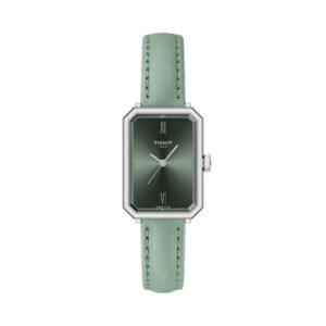 Tissot SRV 30MM T160.110.16.093.00 - Gioielleria Casavola di Noci - orologio rettangolare svizzero da donna - quadrante color verde - cinturino in pelle