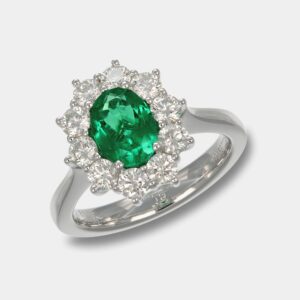 Anello rosetta smeraldo 1.01 ct e diamanti Prestige White - Gioielleria Casavola di Noci - gioiello in oro bianco 18 ct - idee regalo per proposta di matrimonio importante