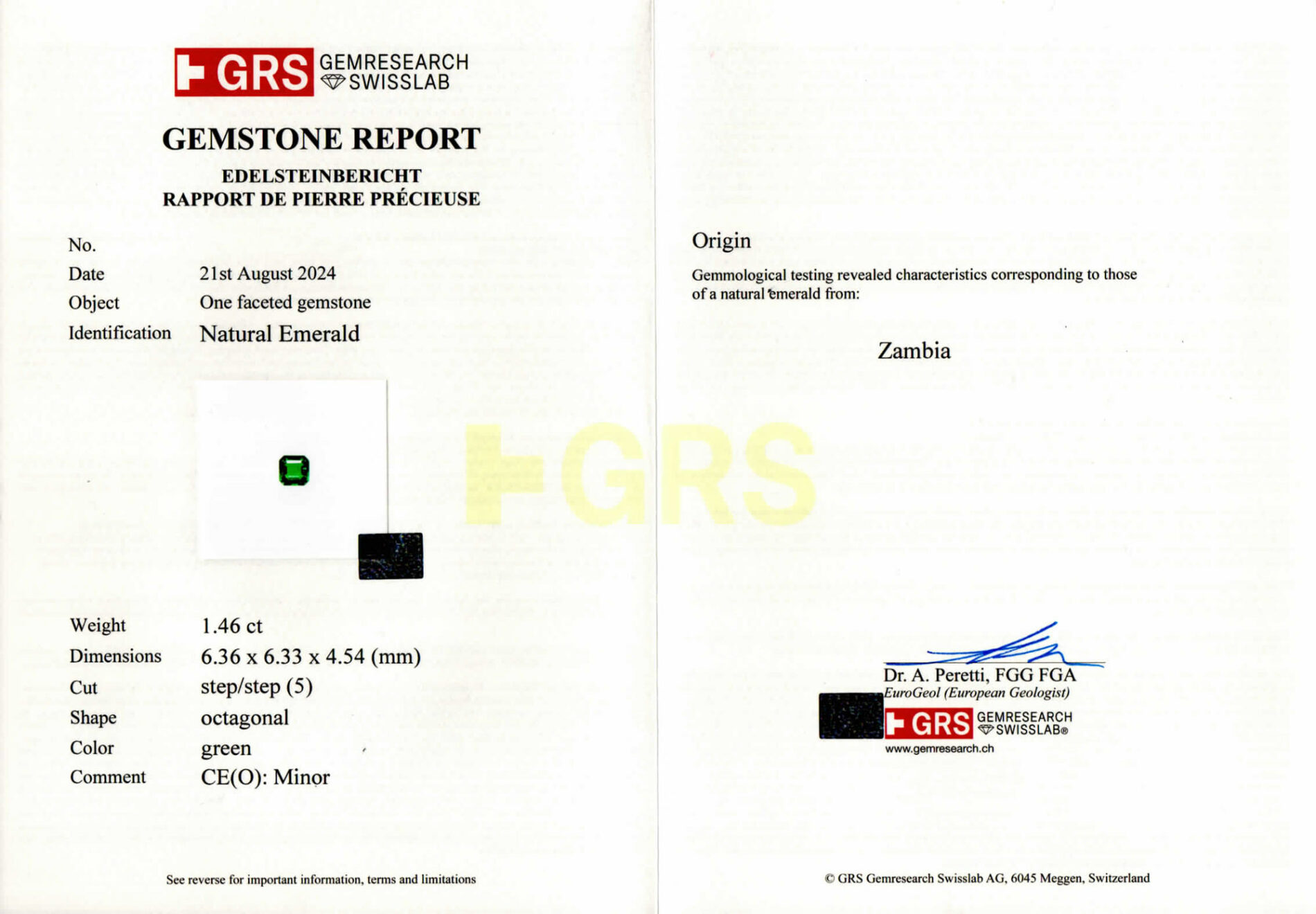 Anello rosetta smeraldo 1.46 ct Prestige White - Gioielleria Casavola di Noci - gemma certificata dal laboratorio svizzero GRS