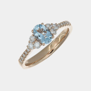Anello con acquamarina 0.65 ct e diamanti Prestige Rosé - Gioielleria Casavola di Noci - in oro rosa 18 carati - idee regalo compleanno 18 anni ragazza