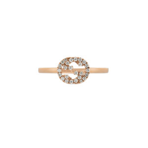 Gucci Interlocking YBC729412001 - Gioielleria Casavola di Noci - anello in oro rosa con diamanti - incrocio doppia G - idee regalo compleanno 18 anni ragazza