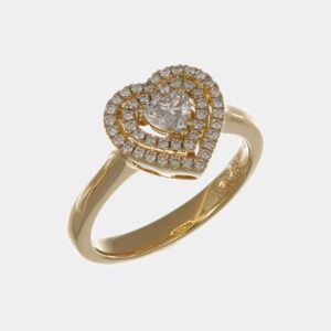 Anello cuore pavè diamanti Yellow Prestige - Gioielleria Casavola di Noci - gioiello in oro giallo 18 carati - idee regalo per una proposta di matrimonio romantica