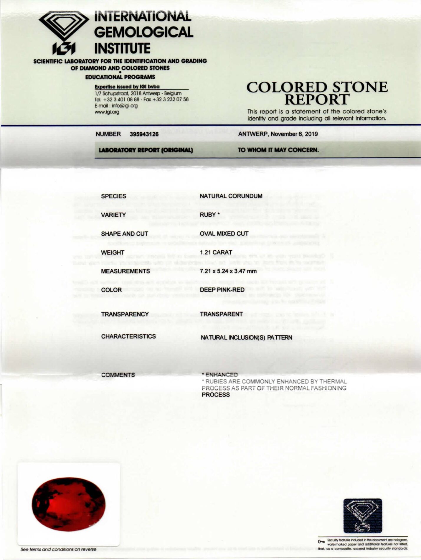 Anello oro bianco halo rubino 1.21 ct Prestige - Gioielleria Casavola di Noci - certificato dell'Istituto Internazionale di Gemmologia IGI