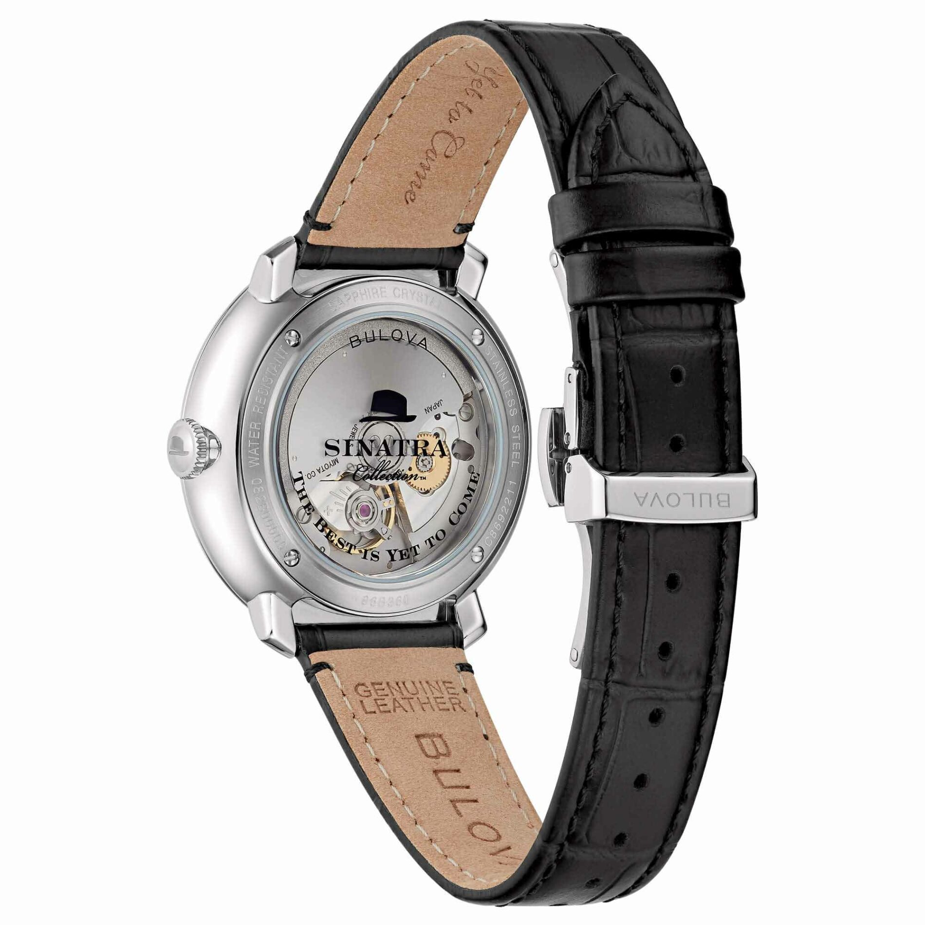 Bulova Frank Sinatra 96B360 - Gioielleria Casavola di Noci - orologio automatico - cinturino in pelle color nero con fondello trasparente