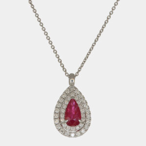 Collana rubino taglio goccia con diamanti White Prestige - Gioielleria Casavola di Noci - idee regalo compleanno 60 anni donna