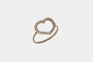 Anello cuore vuoto oro rosa con pavé di zirconi - Gioielleria Casavola di Noci - idee regalo compleanno 18 anni migliore amica