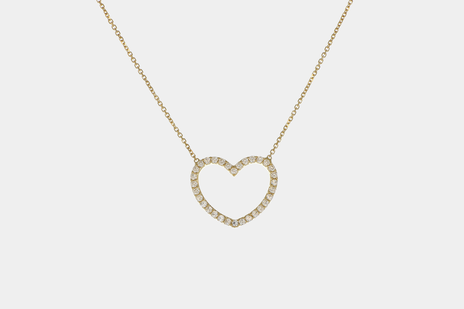 Collana cuore oro giallo 1.2 cm con pavé di zirconi - Gioielleria Casavola di Noci - idee regalo compleanno 18 anni ragazza