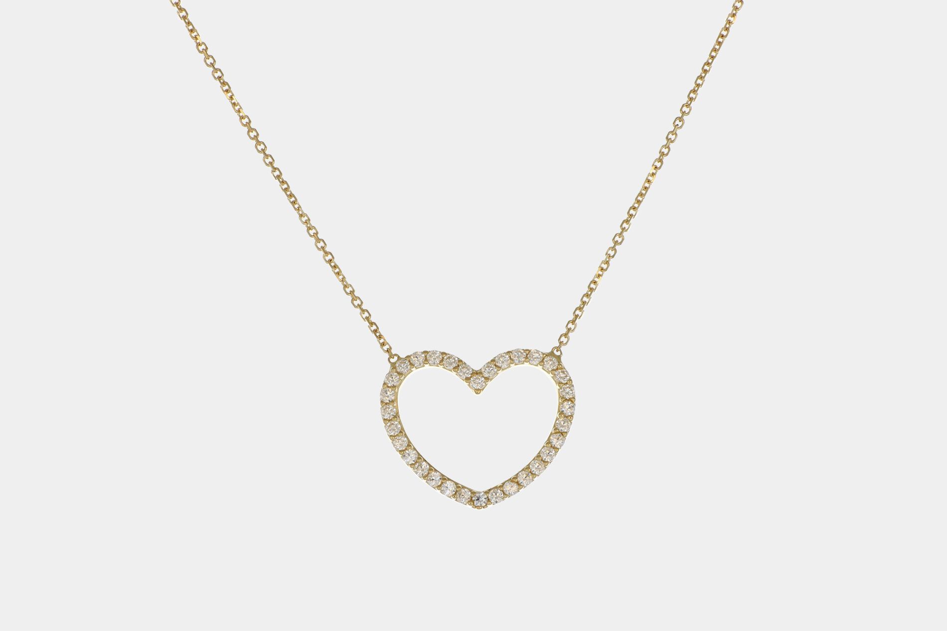 Collana cuore oro giallo 1.55 cm con pavé di zirconi - Gioielleria Casavola di Noci - idee regalo compleanno 18 anni ragazza