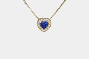 Collana cuore oro giallo 1.70 ct zircone blu - Gioielleria Casavola di Noci - idee regalo compleanno fidanzata 18 anni - gioielli per ragazze