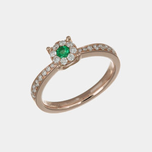 Anello Invisible smeraldo e pavé diamanti Rosé - Gioielleria Casavola di Noci - in oro rosa 18 carati - idee regalo compleanno 18 anni ragazza