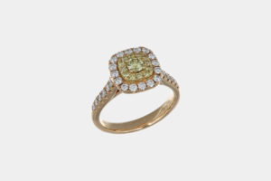 Anello double halo diamanti yellow 0.20 ct Prestige Rosé - Gioielleria Casavola di Noci - idee regalo 60 anni moglie - in oro rosa 18 carati