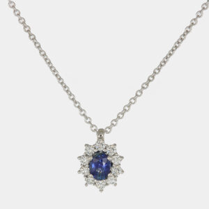 Collana con pendente zaffiro Sunflower Nature White - Gioielleria Casavola di Noci - gioiello in oro bianco 18 carati - idee regalo compleanno 18 anni ragazza