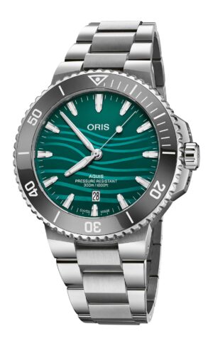 Oris Aquis Yangtze Jiangtun 01 733 7789 4197-Set - Gioielleria Casavola di Noci - orologio subacqueo automatico svizzero in edizione limitata - quadrante in madreperla verde