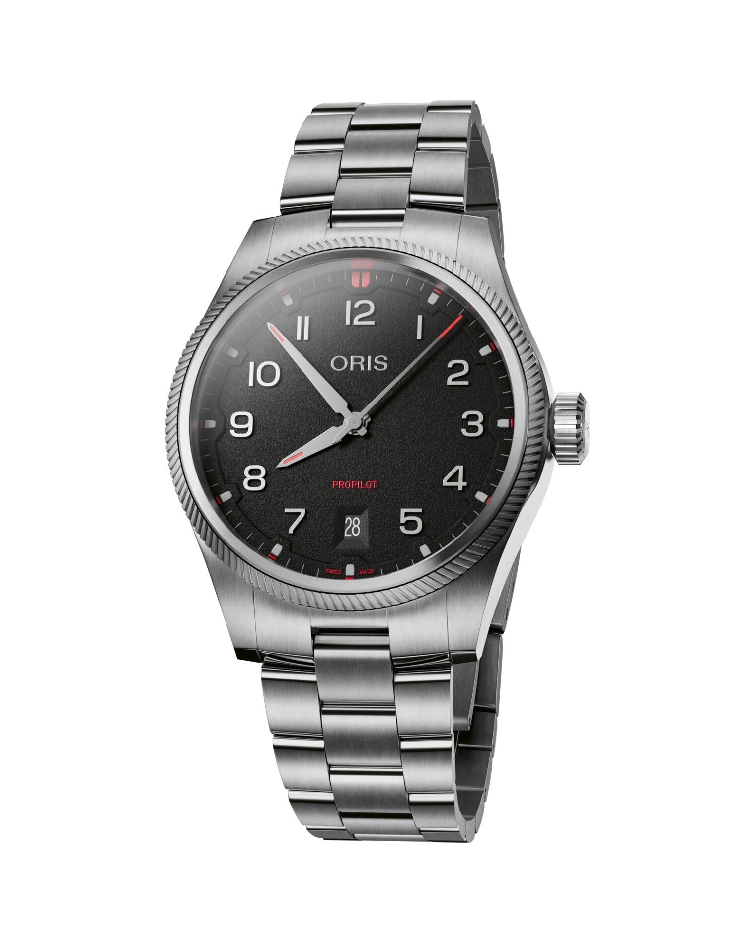 Oris ProPilot Date 01 733 7805 4164-07 8 20 04LC - Gioielleria Casavola di Noci - orologio automatico svizzero - quadrante color nero - bracciale in acciaio INOX