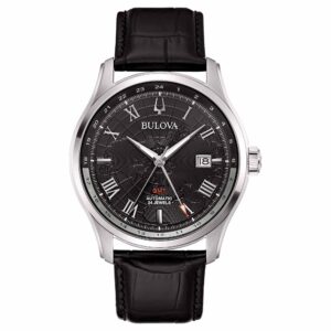 Bulova Wilton GMT 96B387 - Gioielleria Casavola di Noci - orologio da uomo con cassa in acciaio INOX - cinturino in pelle nero - quadrante decorato