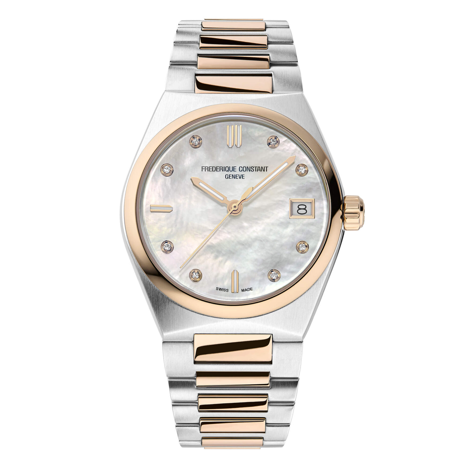 Frederique Constant Highlife FC-240MPWD2NH22B - Gioielleria Casavola di Noci - orologio svizzero al quarzo da donna con diamanti in acciaio INOX bicolore oro rosa - secondo cinturino in omaggio