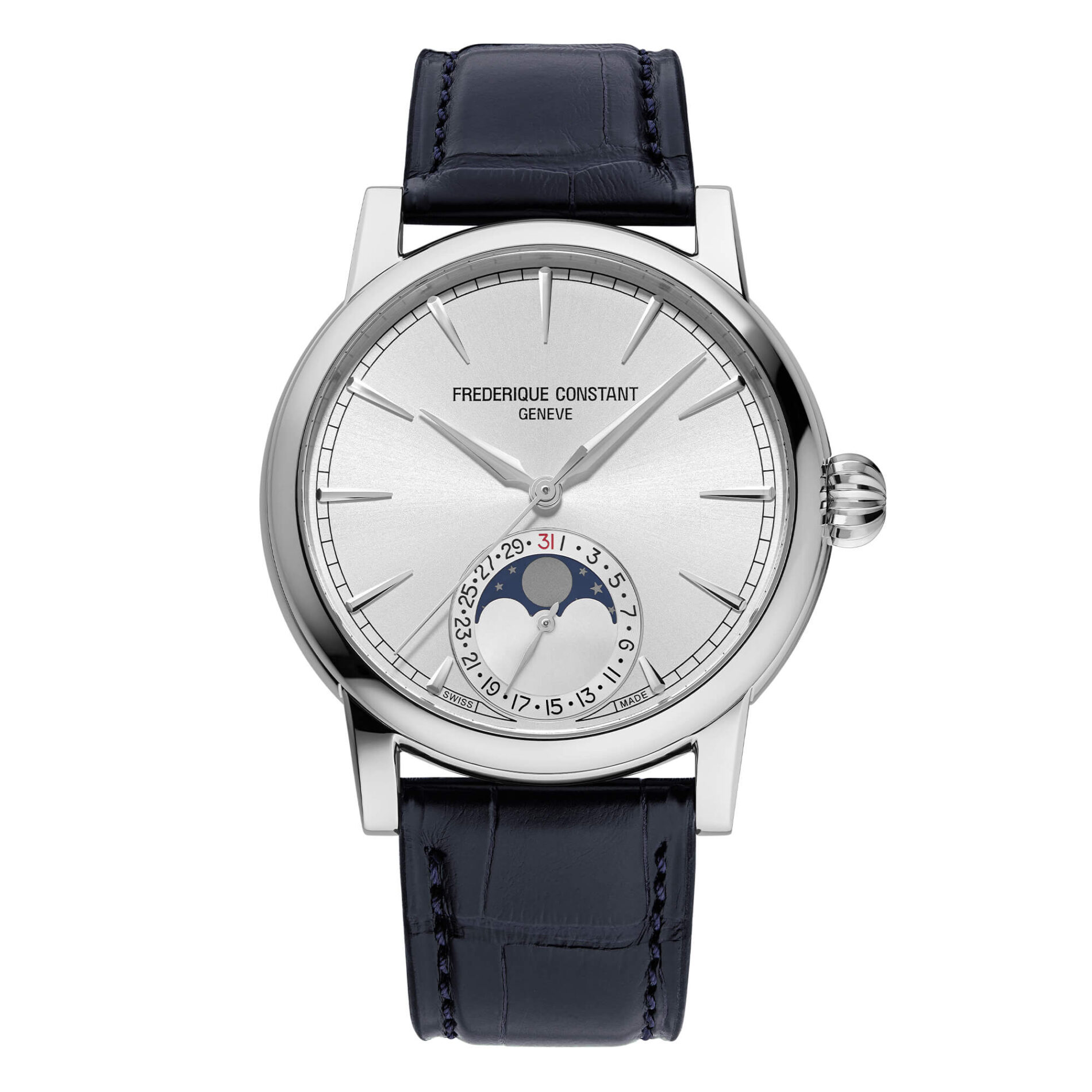 Frederique Constant Manufacture Moonphase FC-716S3H6 - Gioielleria Casavola di Noci - orologio automatico svizzero da uomo con fasi lunari - cinturino alligatore blu
