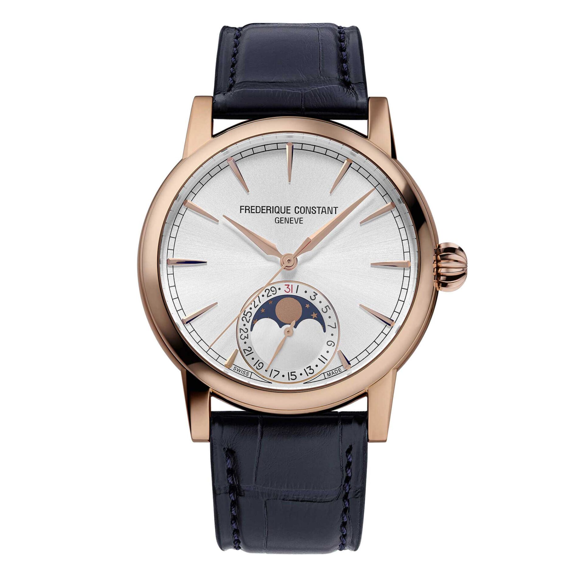 Frederique Constant Manufacture Moonphase FC-716S3H9 - Gioielleria Casavola di Noci - orologio automatico svizzero da uomo con fasi lunari - cassa in oro rosa massiccio