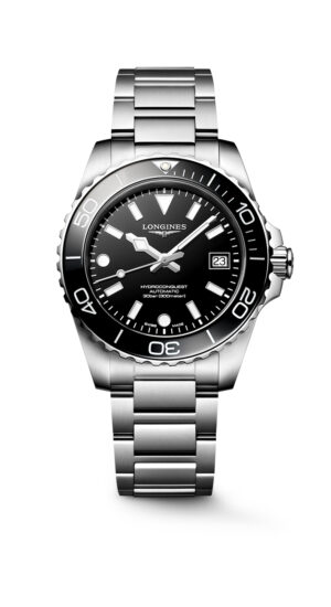 Longines Hydroconquest L3.779.4.56.6 - Gioielleria Casavola di Noci - orologio automatico svizzero da uomo - bracciale in acciaio INOX - ghiera in ceramica color nero