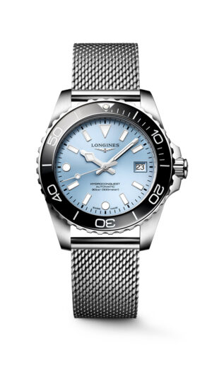 Longines Hydroconquest L3.779.4.99.6 - Gioielleria Casavola di Noci - orologio automatico svizzero da uomo - bracciale in acciaio INOX maglia milanese - quadrante azzurro