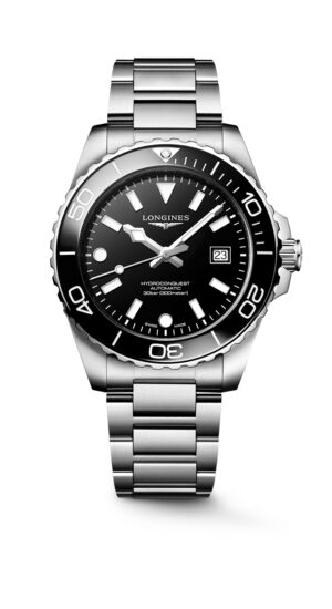 Longines Hydroconquest L3.788.4.56.6 - Gioielleria Casavola di Noci - orologio automatico svizzero da uomo - bracciale in acciaio INOX - quadrante nero laccato lucido - ghiera ceramica nera