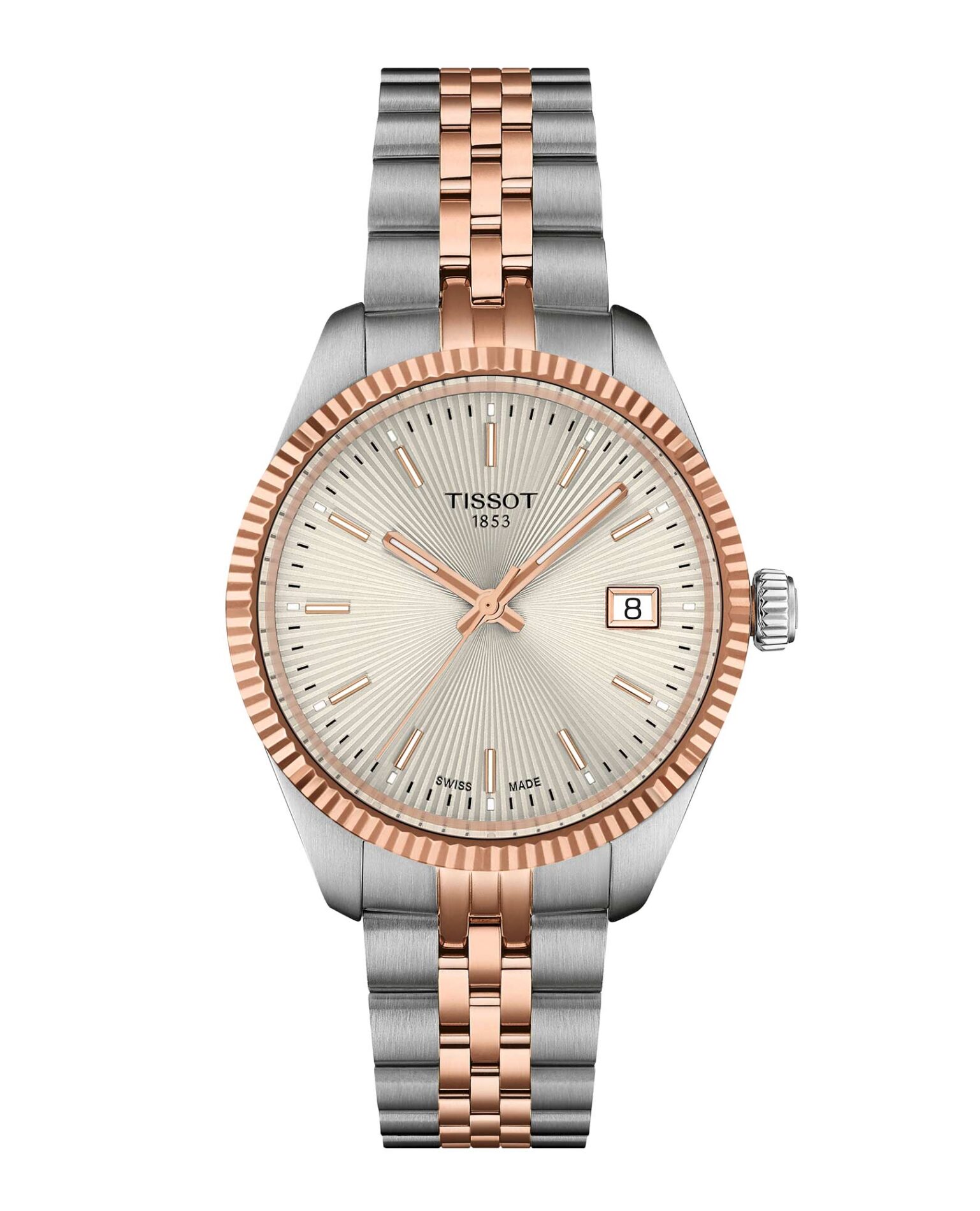 Tissot Ballade 34mm T156.210.22.031.01 - Gioielleria Casavola di Noci - orologio svizzero al quarzo da donna - ghiera zigrinata color oro rosa in acciaio INOX