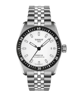 Tissot PR516 38mm T149.407.11.031.00 - Gioielleria Casavola di Noci - orologio automatico svizzero da uomo - quadrante bianco - ghiera nera
