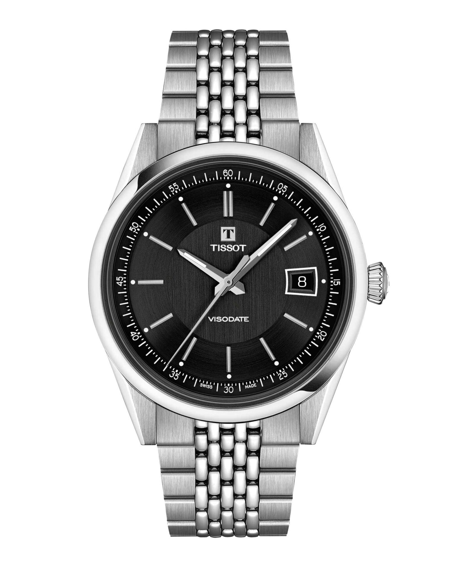 Tissot Visodate 39mm T157.407.11.051.00 - Gioielleria Casavola di Noci - orologio svizzero automatico da uomo - bracciale in acciaio INOX - quadrante nero