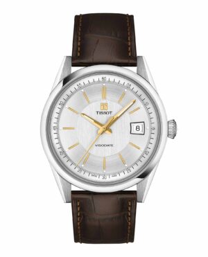 Tissot Visodate 39mm T157.407.16.031.00 - Gioielleria Casavola di Noci - orologio svizzero automatico da uomo - cinturino in pelle color marrone - quadrante argentato