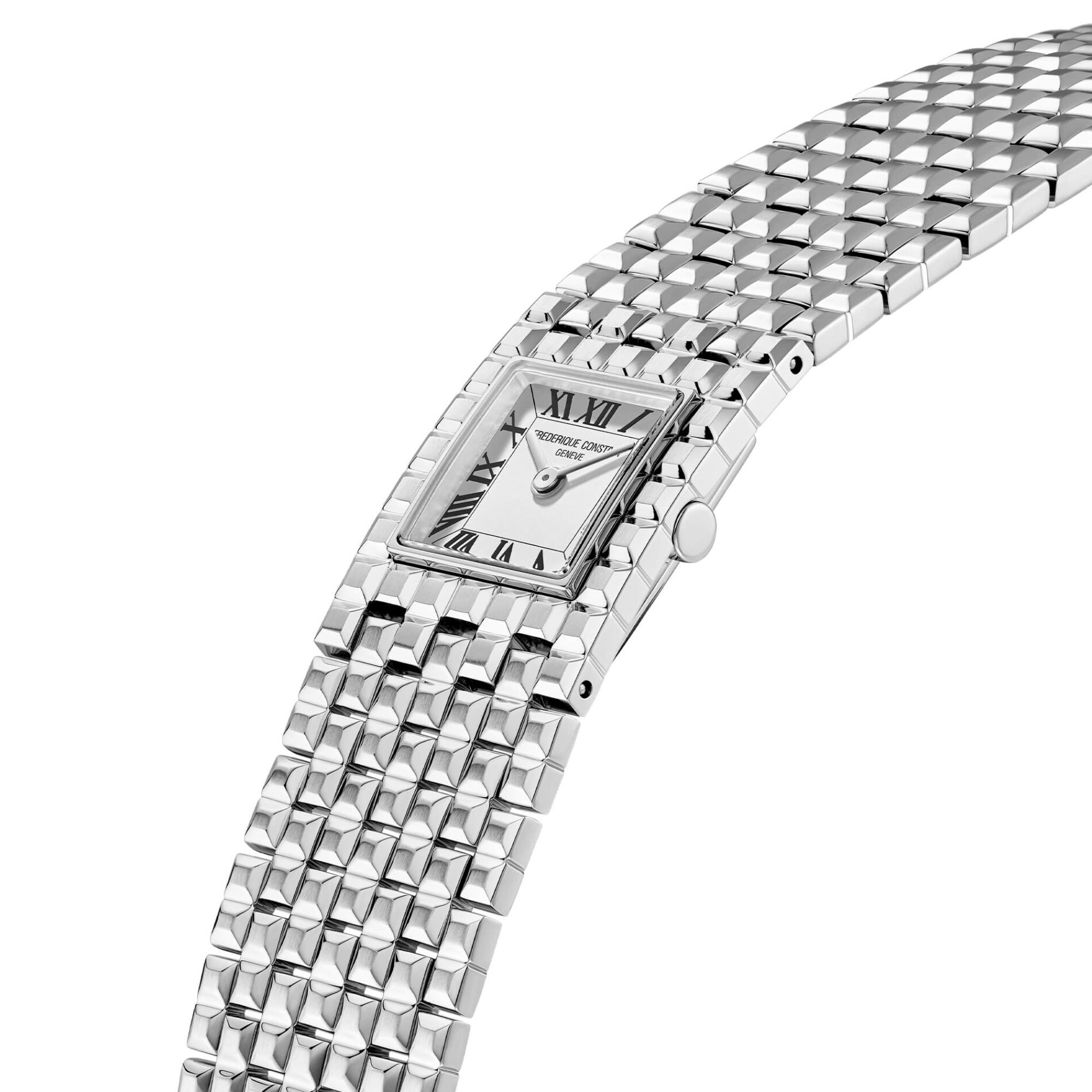 Frederique Constant Classics Manchette FC-200WR1MC6B - Gioielleria Casavola di Noci - orologio svizzero da donna con cassa e bracciale in acciaio INOX motivo Clous de Paris