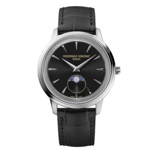 Frederique Constant Classics Moneta FC-206B3S6 - Gioielleria Casavola di Noci - orologio unisex con fasi lunari in acciaio INOX - cinturino in pelle nero
