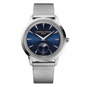 Frederique Constant Classics Moneta FC-206N3S6B - Gioielleria Casavola di Noci - orologio unisex con fasi lunari - bracciale in acciaio INOX maglia milanese