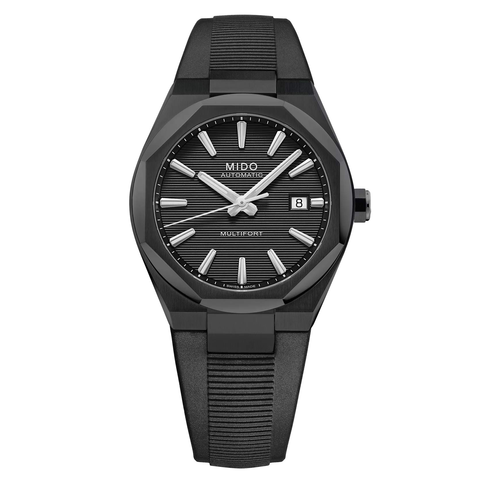 Mido Multifort 8 One Crown M055.507.37.051.00 - Gioielleria Casavola di Noci - orologio automatico svizzero con quadrante color nero - ghiera ottagonale in acciaio nera