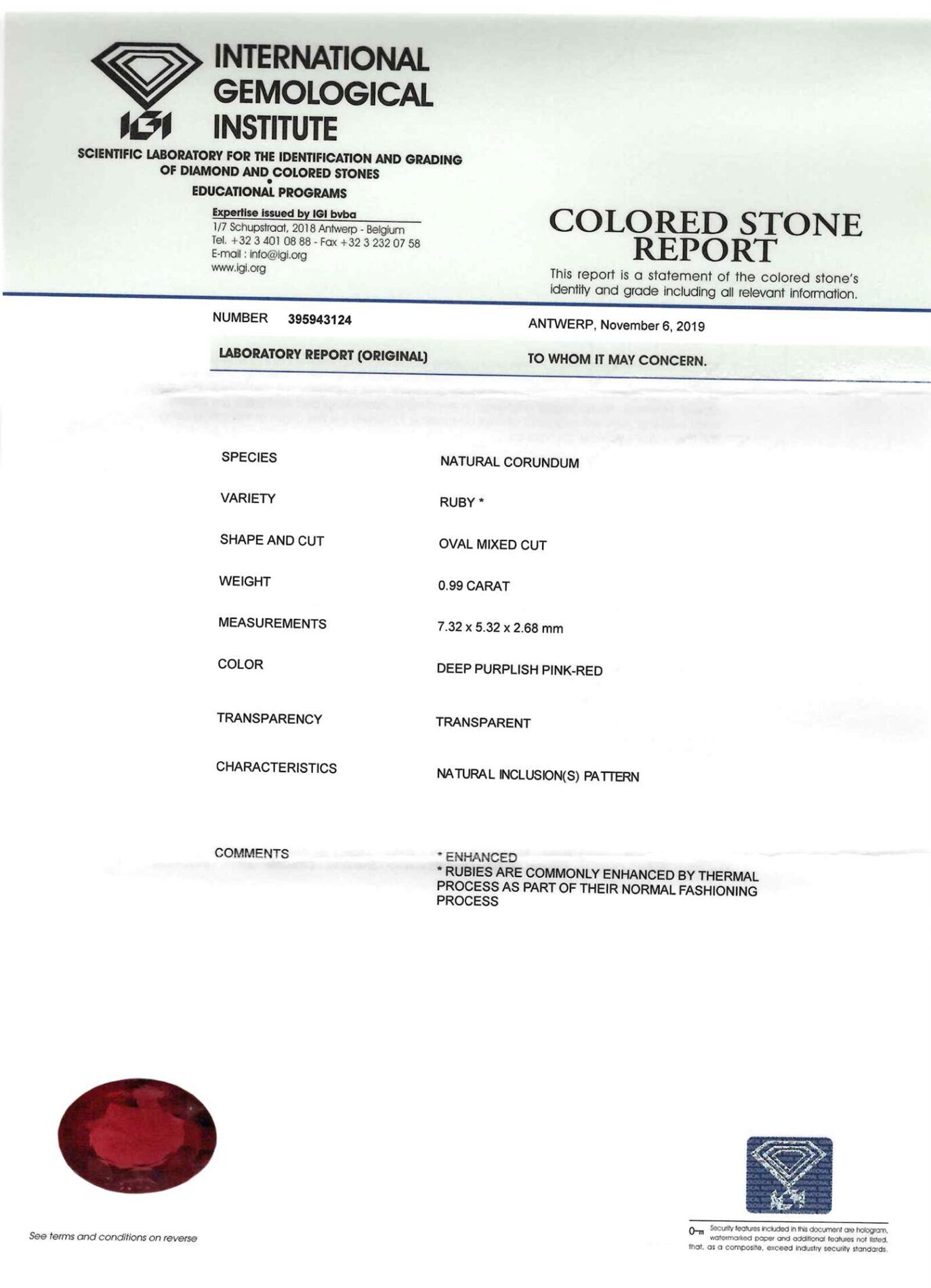 Anello rosetta rubino 0.99 ct Prestige Rosé - Gioielleria Casavola di Noci - gemma con certificato dell'Istituto Internazionale di Gemmologia IGI