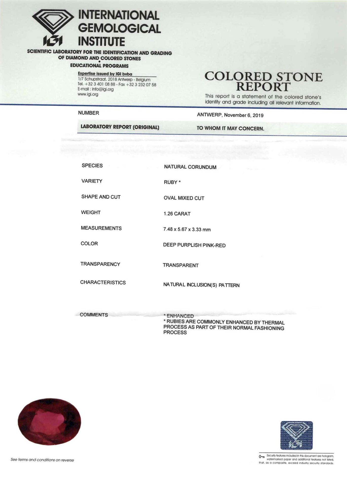 Anello rosetta rubino 1.26 ct Prestige White - Gioielleria Casavola di Noci - certificato originale del laboratorio internazionale di gemmologia IGI