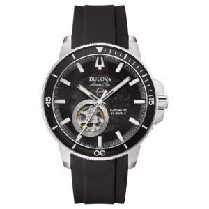 Bulova Marine Star Automatic 96A288 - Gioielleria Casavola di Noci - orologio da uomo - quadrante scheletrato - cinturino in caucciù color nero