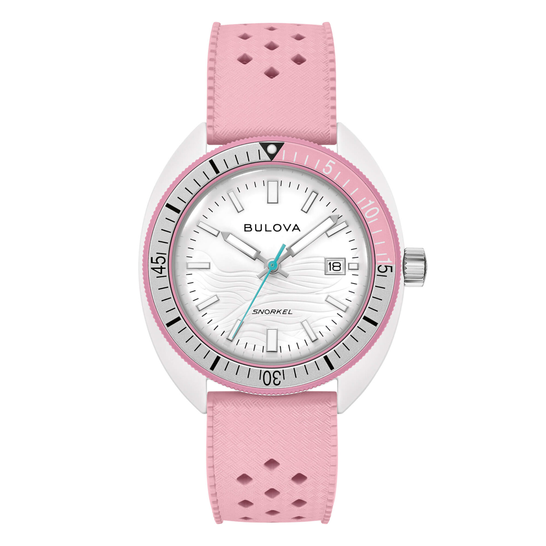 Bulova Snorkel 98B460 - Gioielleria Casavola di Noci - orologio unisex subacqueo - quadrante color bianco - ghiera con anello bicolore rosa e argento